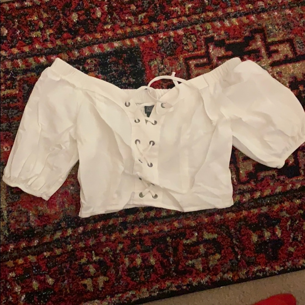 White lace up top